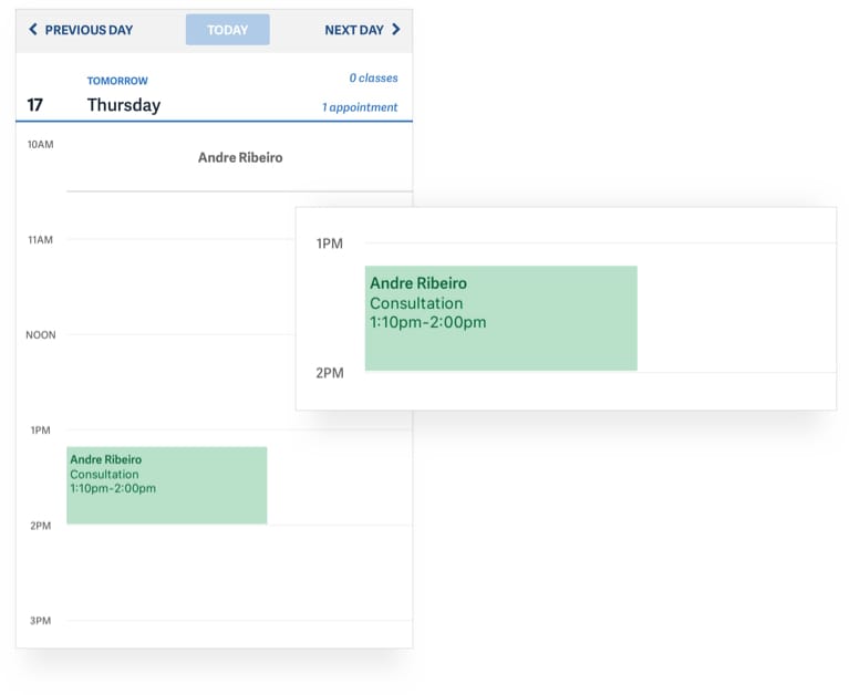 appointments sync to your personal calendar